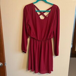 Lush Burgundy Long Sleeve Dress